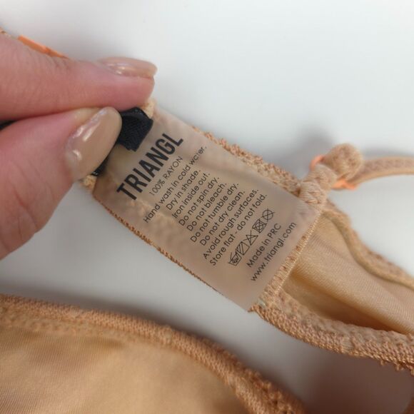 NEW Triangl Mica Crochet Bikini Crop Top Peach Brown Minimal Clean Girl Boho - Picture 6 of 6